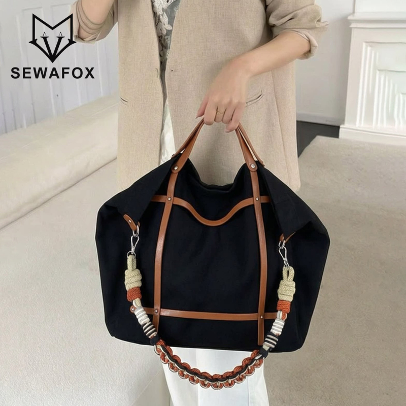 Design-Focused Niche Shoulder Bag for Women 2026 New Large-Capacity Commuter Bag Casual Canvas Bag Hand-Held Crossbody Bag