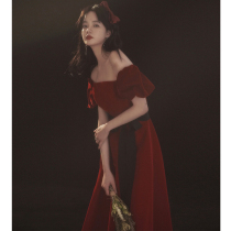 Bride toast 2021 new wine red modern usually can wear wedding engagement evening dress atmospheric thin woman