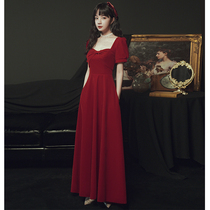 Toast to the bride 2022 new summer usual can be worn with wine red betrothed late dress Dress Atmospheric back to the door