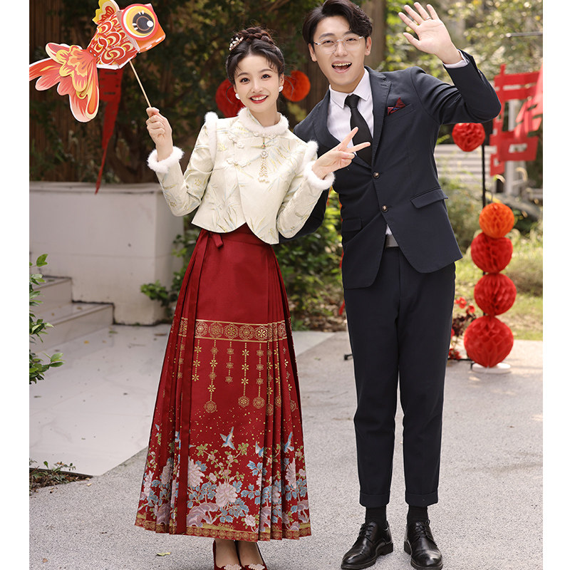Horse Noodle Dress Toast Bride 2023 New New Chinese Wedding Dress Engagement Gown Suit Wedding Flag Gown Autumn Winter-Taobao