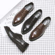 New Korean version of British mens leather Brock shoes casual pointed business dress shoes mens shoes breathable shoes