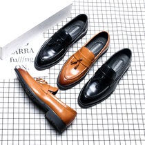 Autumn new tassel set foot shoes British retro pointed mens shoes business casual leather shoes trend low shoes