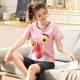 Bộ đồ ngủ pijama trẻ em, quần áo mẹ và nữ, quần áo trẻ em mùa hè cotton tinh khiết ngắn tay 12 bé gái, 15 tuổi, trung niên, đồ mặc nhà mỏng - Giống cái