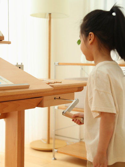 Faroro Large Square Children's Study Table, Primary School Student Writing Desk, Home Adjustable Desk and Chair Set, All Made of Beech Wood