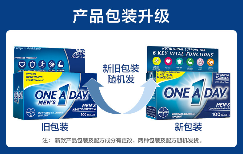 德国拜耳 oneaday 男士复合维生素100粒+女复合维生素50粒 图1