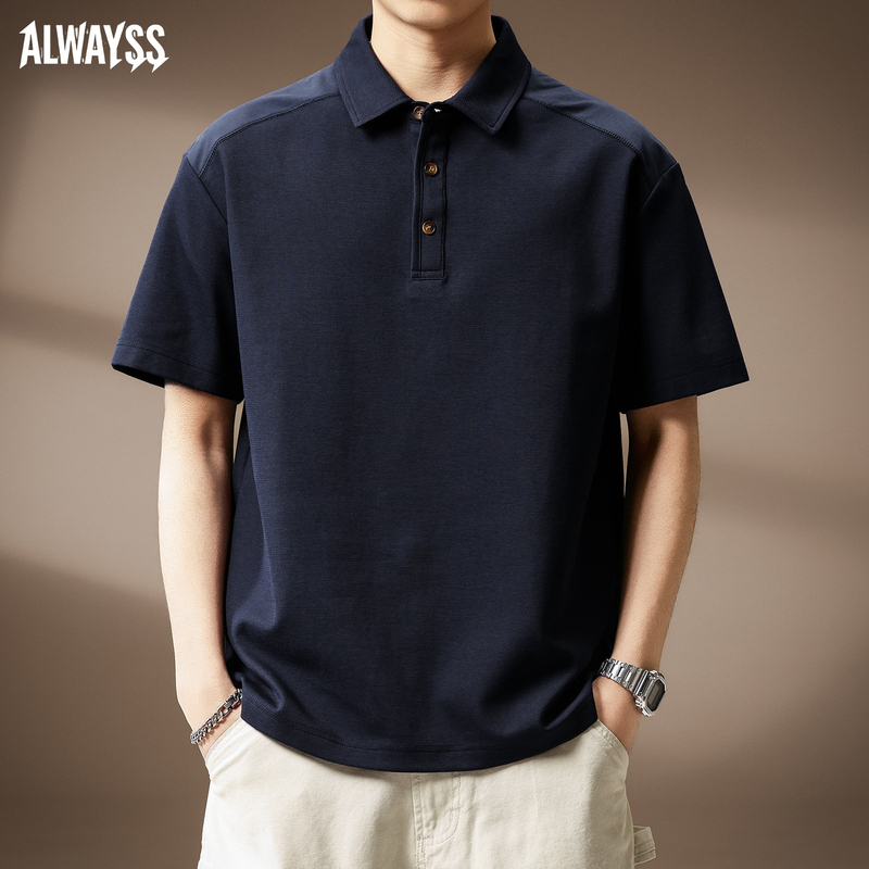 High-End Simple Short-Sleeved Polo Shirt for Men, New Summer Style, High-End Loose-Fitting Lapel Half-Sleeved T-Shirt for Men, Casual Top