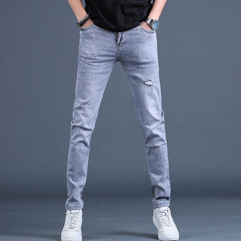 Mùa xuân mới quần denim nam xu hướng 2020 thương hiệu quần tất co giãn phù hợp với quần lửng nam thẳng - Quần jean