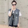 Balladine denim vest nữ 2019 mùa thu mới phiên bản Hàn Quốc của áo vest không tay rộng vest ngắn - Áo vest áo nữ trung niên