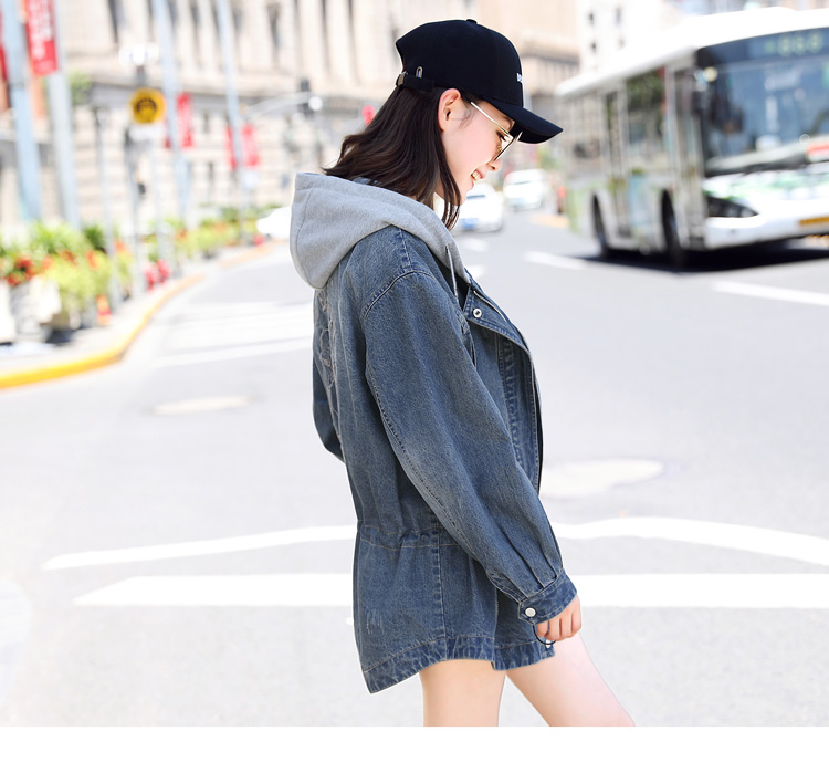 Mùa xuân và mùa thu 2019 mới áo khoác denim áo gió màu đỏ nữ phiên bản Hàn Quốc của áo khoác denim dài phần lỏng lẻo - Trench Coat áo khoác dài nữ