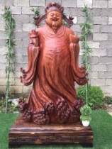 Cliff cypress root carving ornaments living room natural log tree roots Big God of wealth carving crafts Guan Gong wood carving Guanyin Buddha Statue