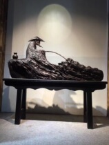 Taihang Sui-shaped cliff cypress Aging old material Guanyin Dharma Maitreya Buddha Wood carving gloomy wood sole fishing Hanjiang Snow crafts