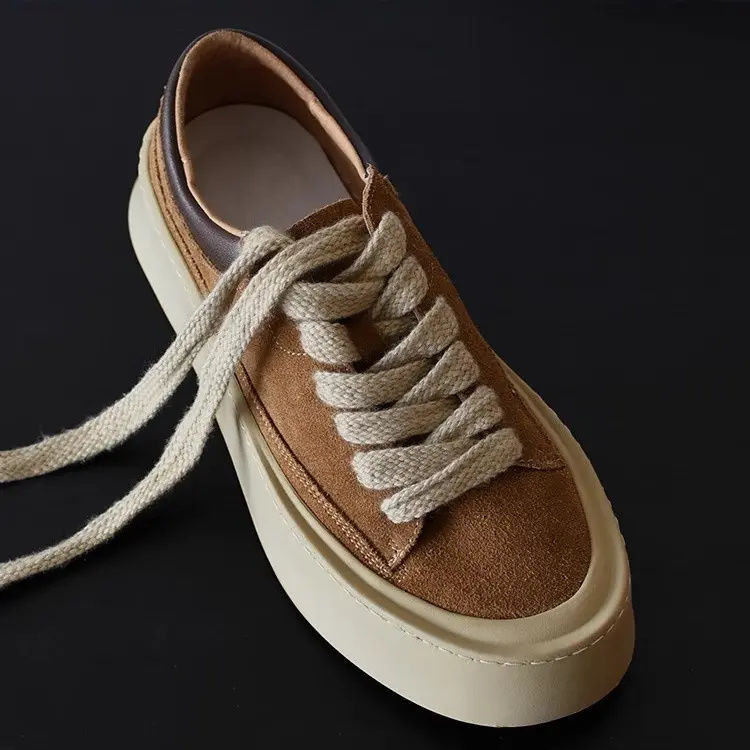 Retro Sneakers 2025 Summer New Arrival Maillard Brown Men's Shoes Suede Thick Sole Round Toe Casual Shoes 250301