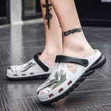 Тапочки в стиле Crocs, мужские тапочки, пляжная нескользящая пляжная обувь, босоножки, мюли, мягкая подошва, крупный округлый носок, подходят для носки на улице, закрытый носок