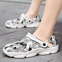 Трендовые тапочки в стиле Crocs, нескользящие мужские летние мюли, пляжные босоножки, подходят для носки на улице, закрытый носок