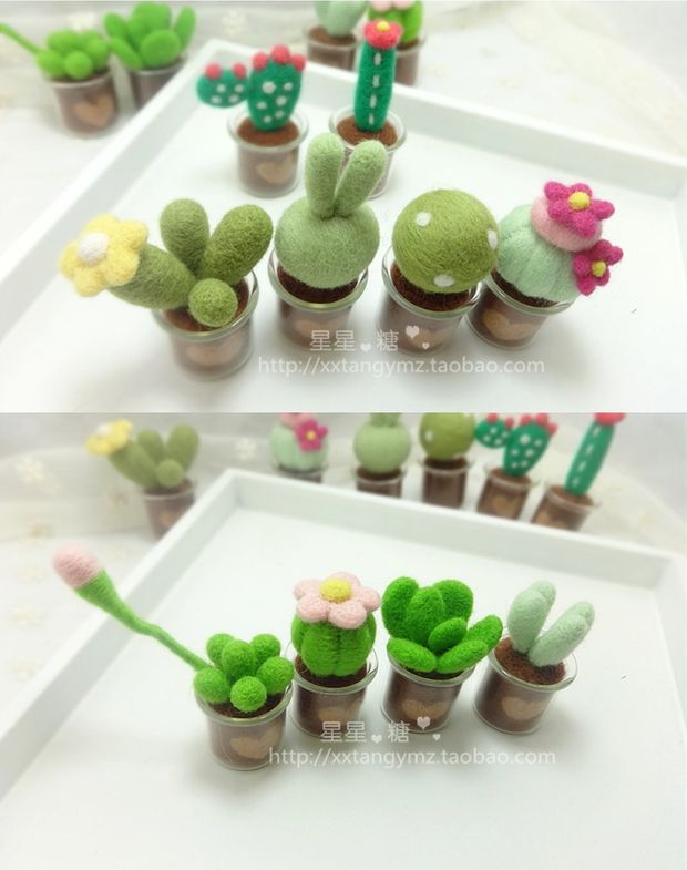 Mini chậu succulents len cảm thấy trêu đùa đồ trang trí handmade Tự làm nguyên liệu vận chuyển gửi Công cụ - Công cụ & vật liệu may DIY khung thêu