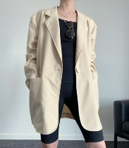 QINGLING light goose yellow large profile Loose Thin commuter trendy cut sunscreen for long sleeve suit woman