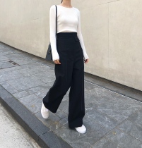 QINGLING 2020 early autumn classic commuter covered meat cut bright line High waist temperament broadlegged pants