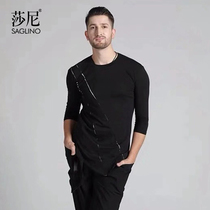 Sani Dance Casual Wear on Latin Body Long Sleeve Practice Suit T-shirt Mens Personality Clothing Hem