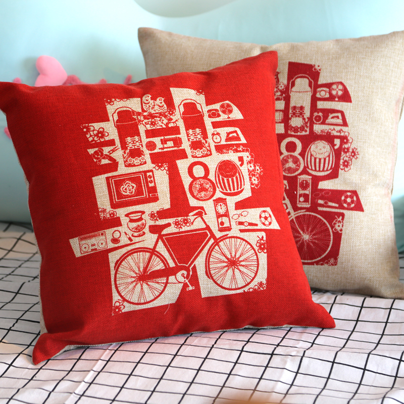 Wedding pillow Chinese style red double happiness decorative pillow wedding room layout pillow cover with pillow core wedding gift for new couple