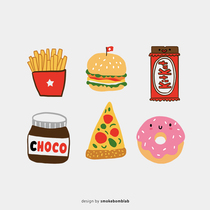 smokebomb creative kids tattoo sticker calorie snack burger fries donut