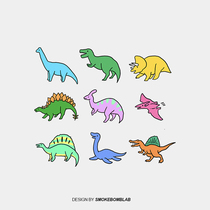 smokebomblab child safety cute mini dinosaur Triceratops Tyrannosaurus Stegosaurus combination