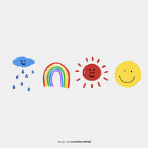 smokebomblab original illustration children waterproof tattoo stickers weather rainbow clouds sun weather combination
