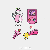 smokebomblab childrens tattoo stickers pink childhood memories game console rainbow stars combination