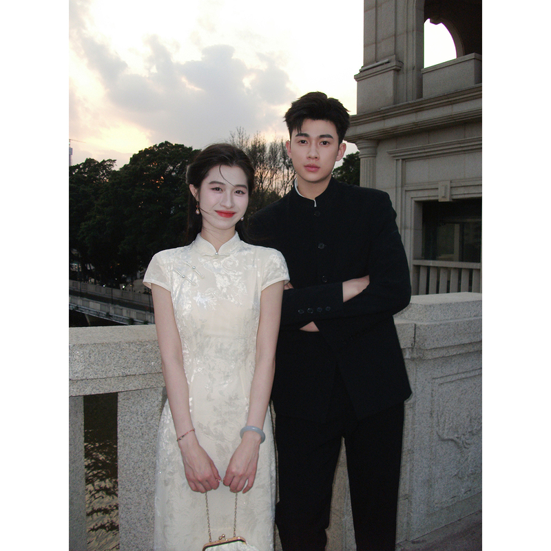 Lingqian Zihuo Series'Moonlight' New Chinese-Style Lace Knitted Cheongsam for Women, Summer Velvet Floral Dress Lingqian Zihuo Series'Moonlight' New Chinese-Style Lace Knitted Cheongsam for Women, Summer Velvet Floral Dress