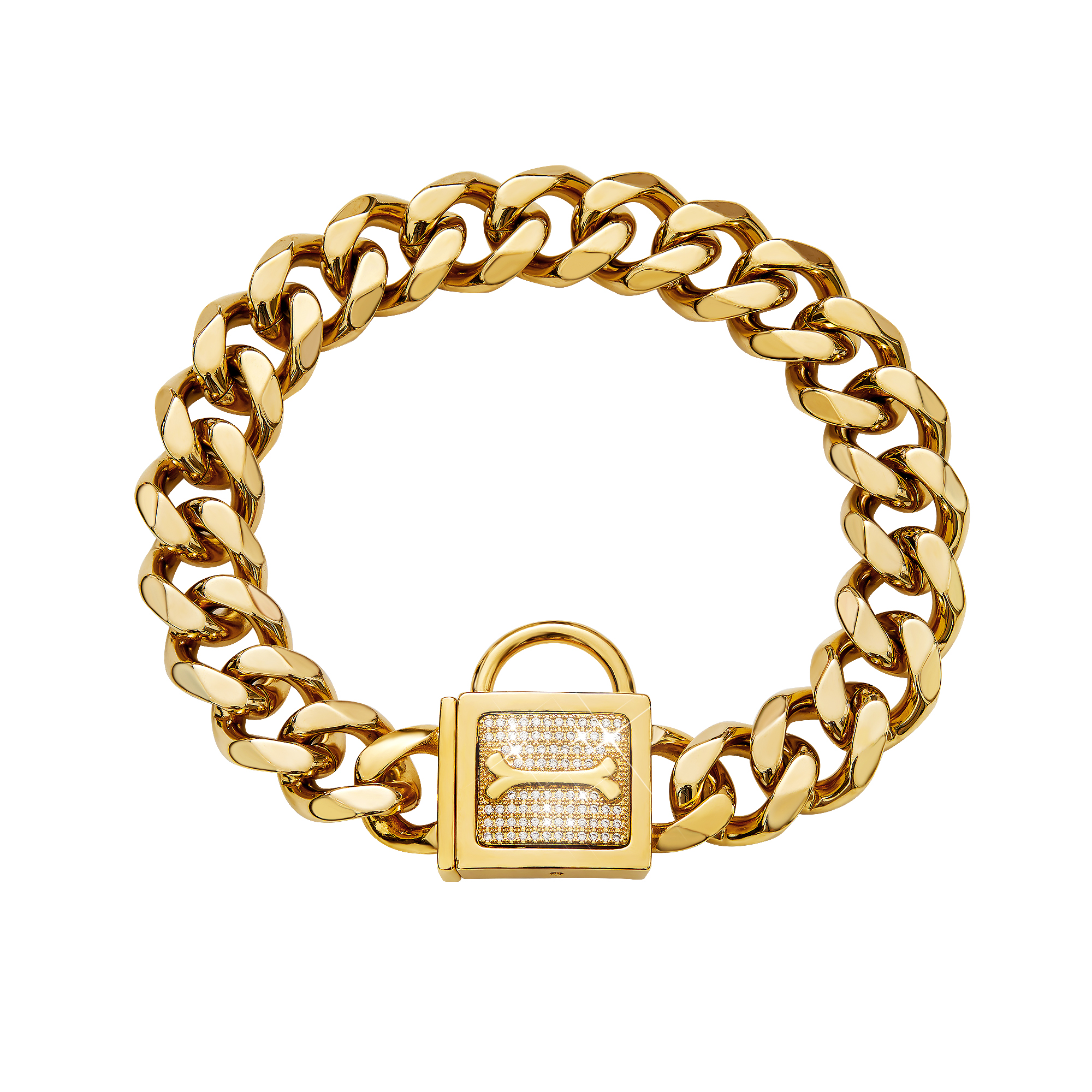 Pet Gold Dog Chain Plus Coarse stainless steel Item ring Anti-biting neck ring traction rope Neck Sleeves Large Dog Castro Bully Bully