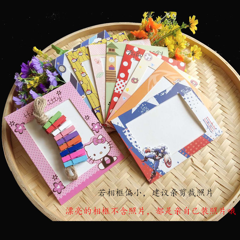 Creative Cartoon DIY Hanging Wall Composition Hanging Paper Photo Hemp Rope Photo Wall Toddler Decorative Photo Frame