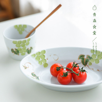 < Qingsen Cafeteria > Japanese system Ivan in summer Qingti Grape Pig Mouth Cup Rice Bowls Oval Deep Pan