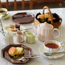 < Qingsen Cafeteria > Japanese-made studio m French flower shaped ceramic small milk cup sugar jars cup saucepan