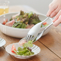 < Qingsen Cafeteria > Japanese Family Ask the House 18-8 Stainless Steel Simple Vegetarian Salad Spoon Salafork Cuisine Tools