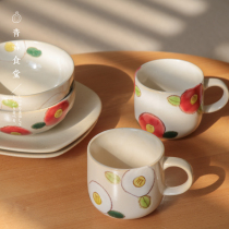 〈Aomori Shokudo〉Made in Japan zakka retro coarse pottery camellia mug Coffee cup take-out plate flat plate