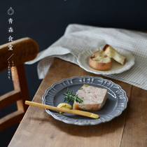 < Qingsen Cafeteria > Japanese studio m elegant antique style vegan petal pastry dish dinner plate