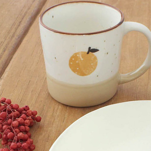 < Qingsen Canteen > Japanese Grapefruit Parquet Color Ceramic Water Cup Snack Dish Dinner Plate Coffee Cup Mark Cup