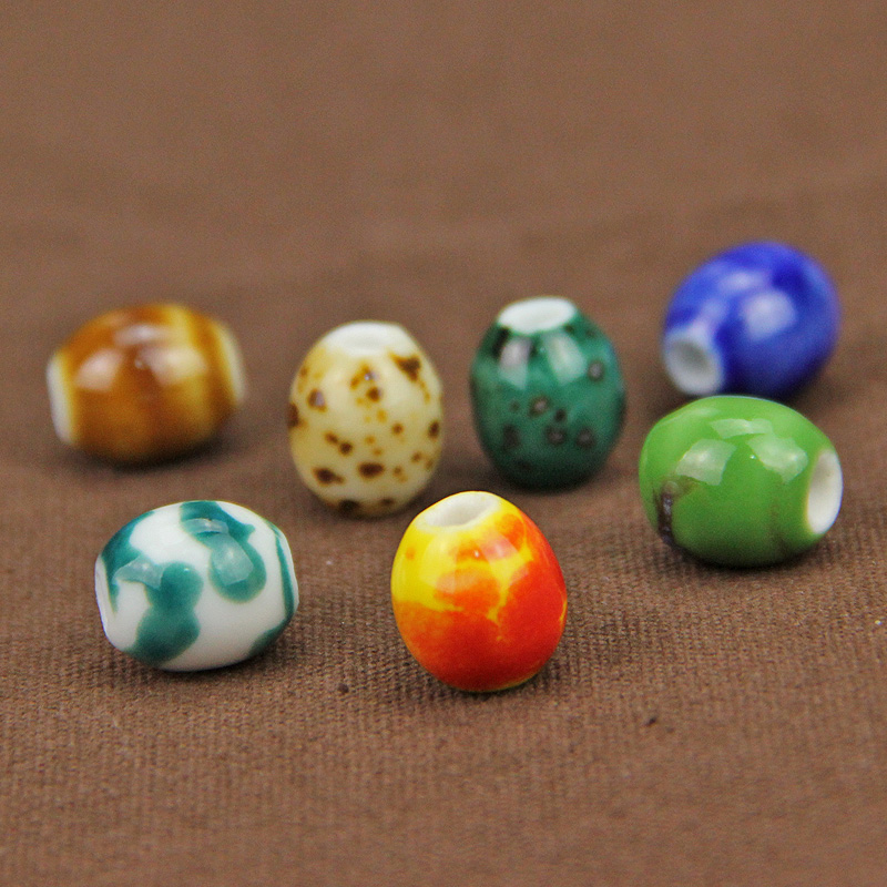 Q ba ceramics glaze ceramic beads scattered beads round bead jingdezhen the ellipse barrel drum bead diy national wind jewelry accessories