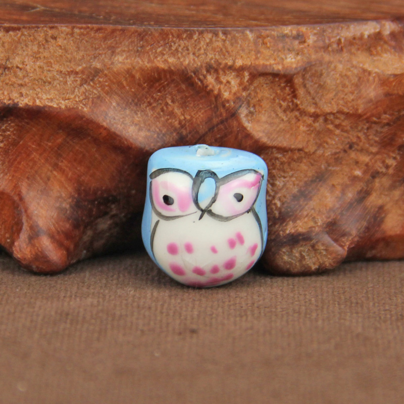 Q ba jas multicolor lovely ceramic owl beads scattered bead bracelet beads diy necklace pendant jewelry accessories