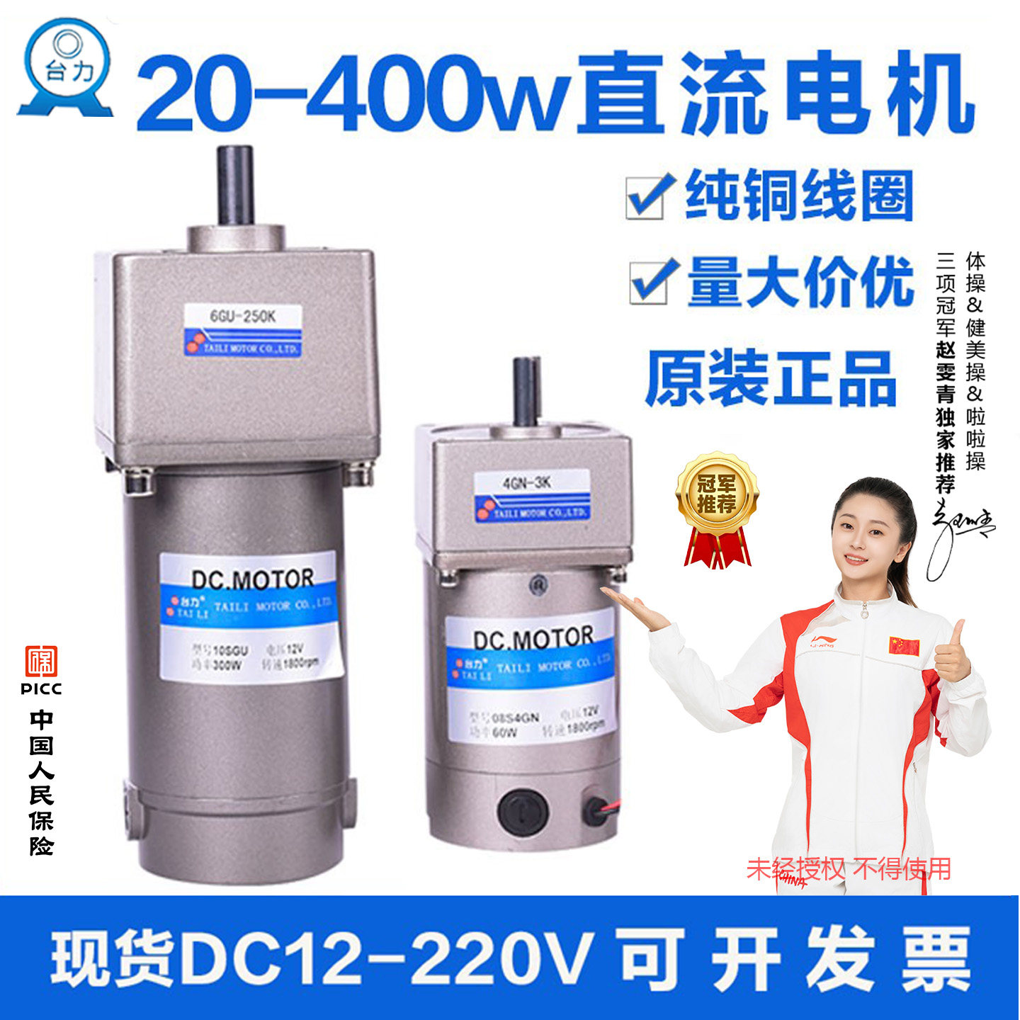 Taili製DCブラシ付きギアモーター、12V/24V/48V可変速度、300W正転/逆転/高トルクマイクロモーター