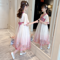 Girl Hanfu Summer Clothing Dress Dress 2022 New Middle Country Wind Kids Great Boy Super Fairy Ocean Summer Princess Dress