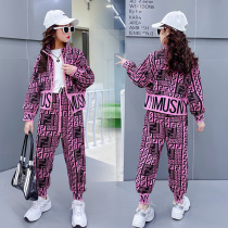 Girls spring and autumn money net red suit 2022 new ocean gas casual childrens clothes CUHK childrens sports spring clothing two sets
