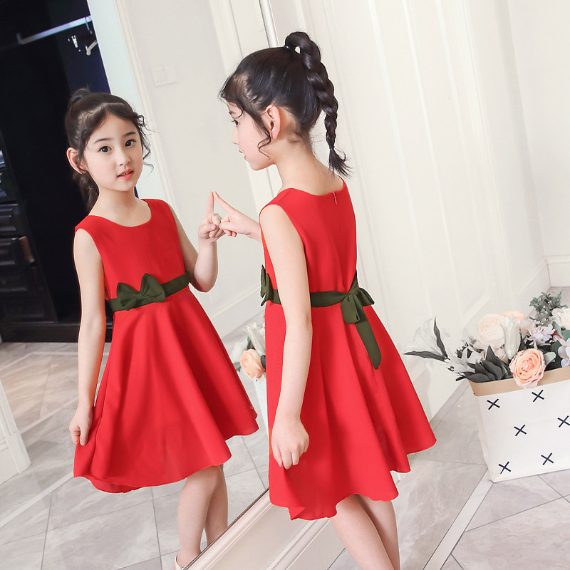 Girl Ocean Dress Summer 2022 New CUHK Child Snow Spinning Little Girl Skirt Foreign Pie Summer Dress Child Princess Dress