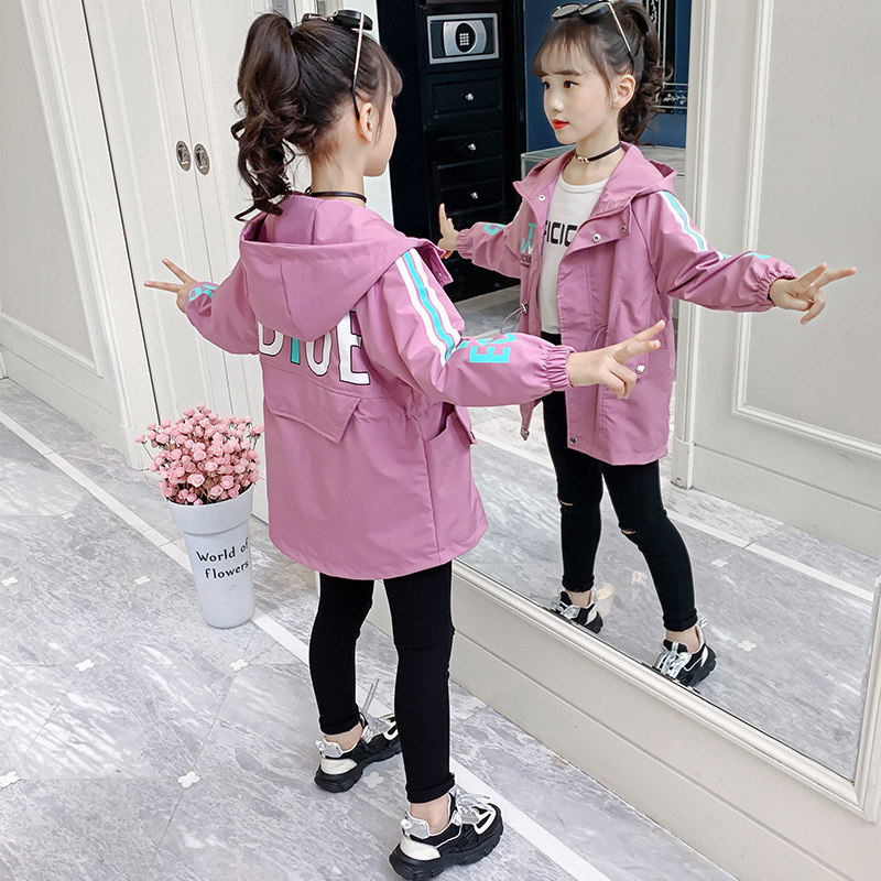 Children suit girl's windcoat jacket 2022 spring dress new Korean version CUHK Girl girl foreign jacket Cucklian hat blouse