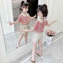Girl Short Sleeve Suit 2022 New Girl Summer Clothing Foreign Air Clothes Children Dress Trendy Shorts Summer Two Sets
