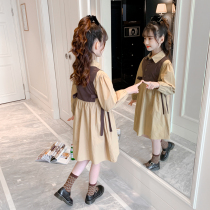 Childrens Dress 2022 Spring Dress New Girl Dress Girl Dress Girl Foreign Air Spring Net Red Fake Two Princess Dress