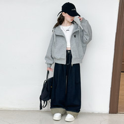 Girl Outwear Spring & Fall 2025 New arrival foreign style Girl big kids Cardigan clothes hooded Sweatshirt autumn Tops