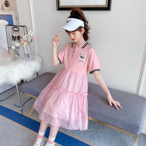 Girls dress Summer 2022 new Korean version Children foreign air polo dress Summer clothing Grand child short sleeve princess dress