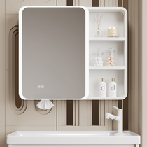 Space aluminum smart bathroom mirror cabinet individually wall-mounted with light and defogging bathroom beauty mirror with storage rack