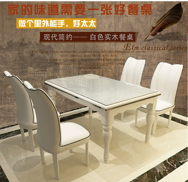 Dinette kết hợp tối giản hiện đại căn hộ nhỏ 4 người Bàn ăn gỗ rắn kinh tế hộ gia đình hình chữ nhật màu trắng - Bàn