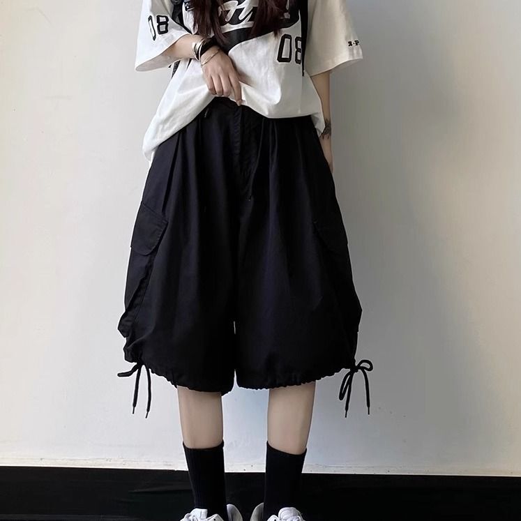 Extra Large Size 150kg Japanese Style High-Waisted Retro Work Shorts for Men and Women, Summer Trendy Loose Casual Knee-Length Shorts2